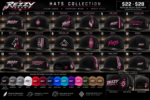 Rezzy Gear Core flat-bill hat design collection