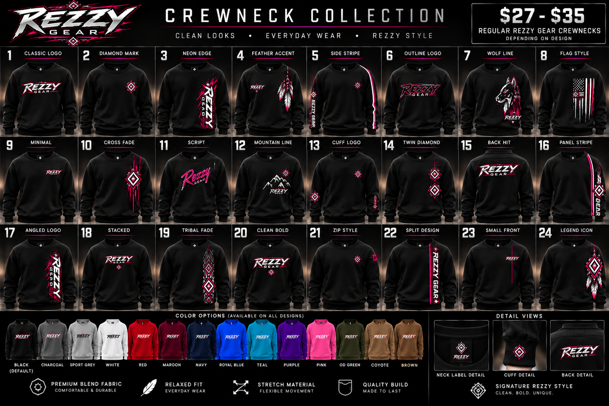 Rezzy Gear Core crewneck design collection