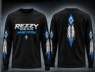 Rezzy Gear Savage Edition long-sleeve shirt front and back