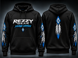 Rezzy Gear Savage Edition pullover hoodie front and back